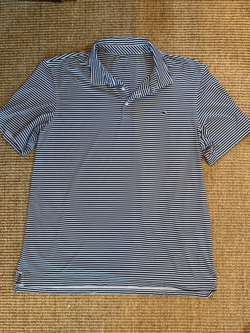 XL Vineyard Vines Navy & White Striped Performance Polo
